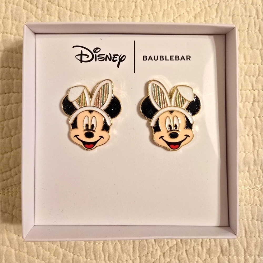 NIB BaubleBar A Mickey Mouse With Easter Bunny Ears Earrings